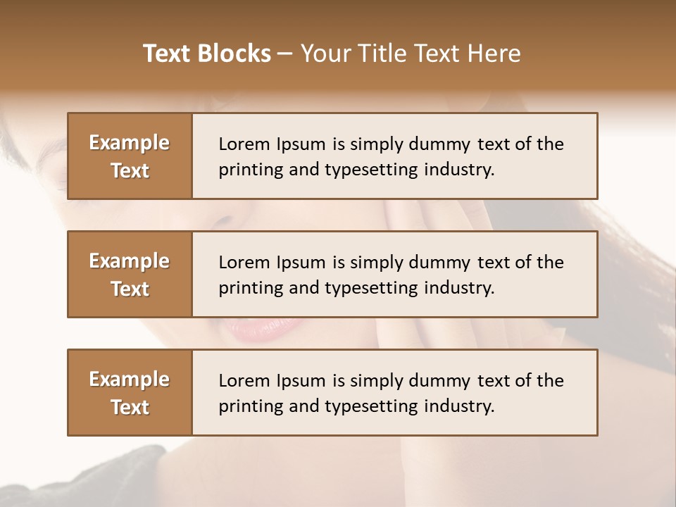 A Woman Holding Her Hand Up To Her Face PowerPoint Template