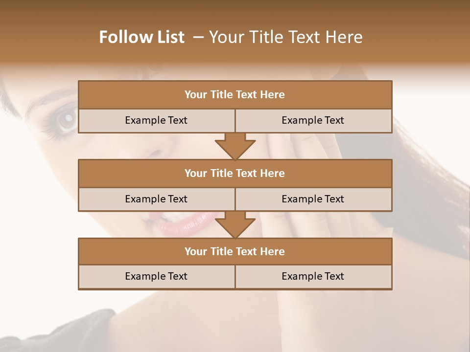 A Woman Holding Her Hand Up To Her Face PowerPoint Template