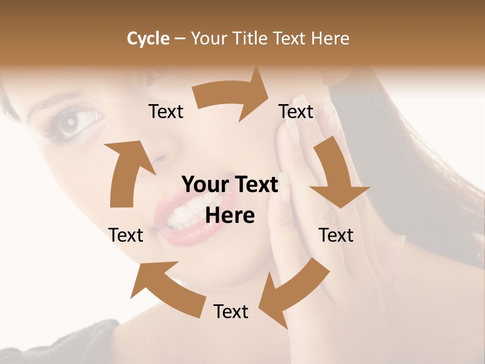 A Woman Holding Her Hand Up To Her Face PowerPoint Template