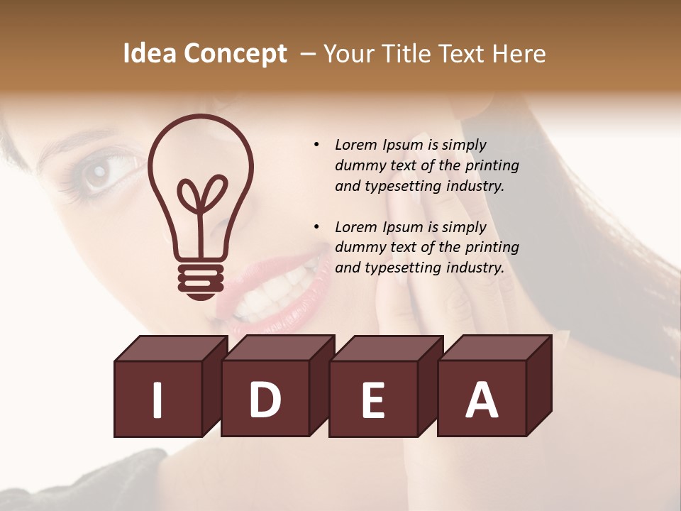 A Woman Holding Her Hand Up To Her Face PowerPoint Template