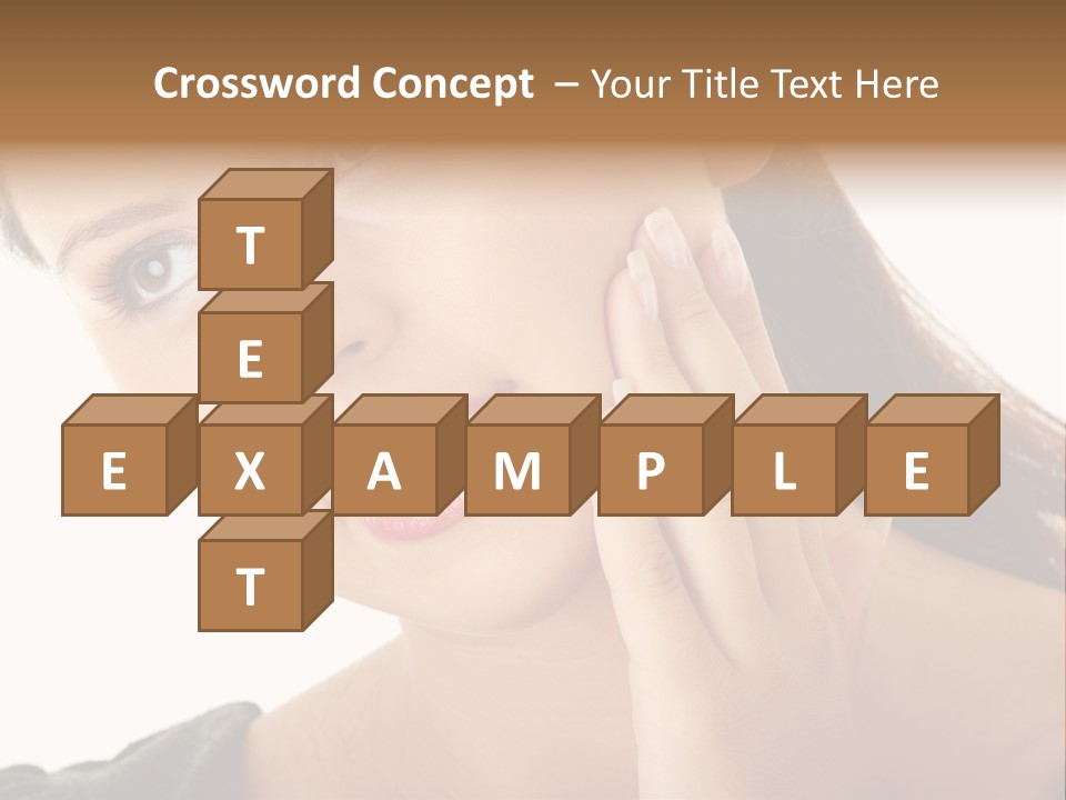 A Woman Holding Her Hand Up To Her Face PowerPoint Template