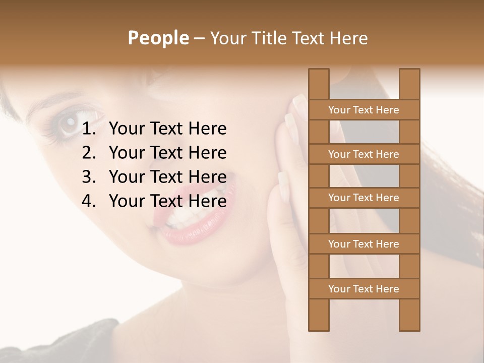 A Woman Holding Her Hand Up To Her Face PowerPoint Template