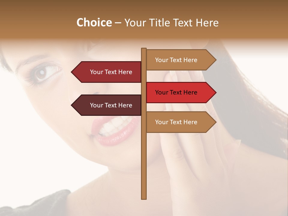 A Woman Holding Her Hand Up To Her Face PowerPoint Template