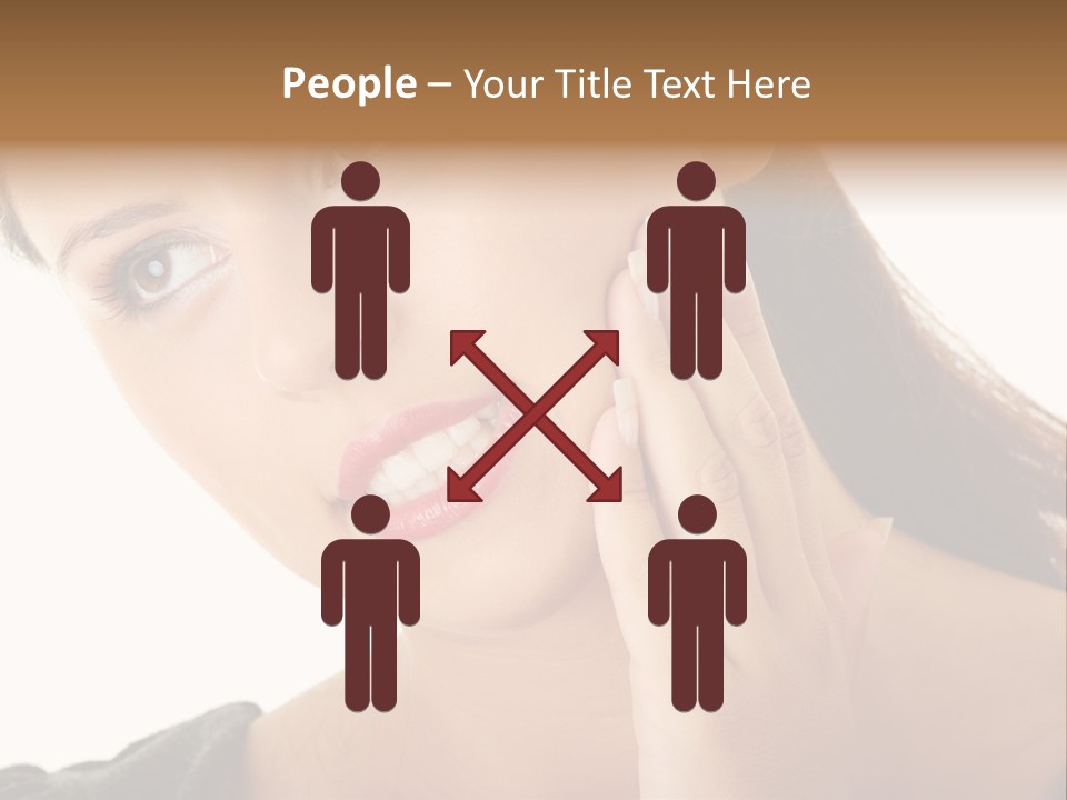 A Woman Holding Her Hand Up To Her Face PowerPoint Template