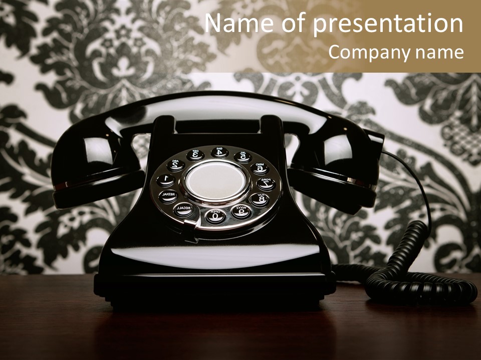 An Old Fashioned Telephone Sitting On A Table PowerPoint Template