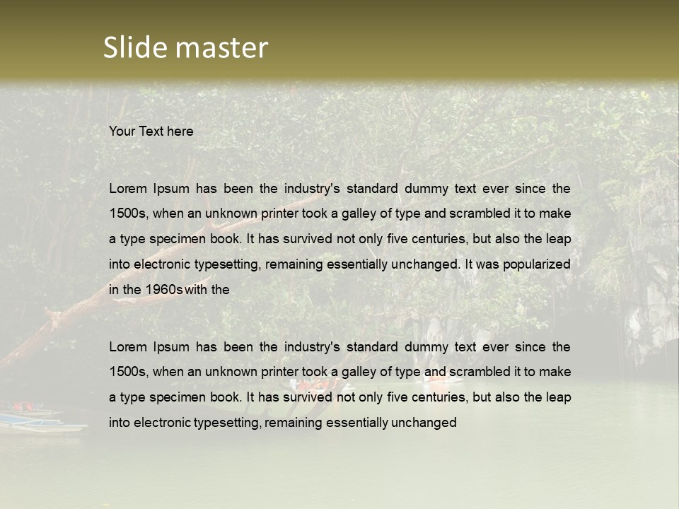 A Group Of Boats Floating On Top Of A River PowerPoint Template