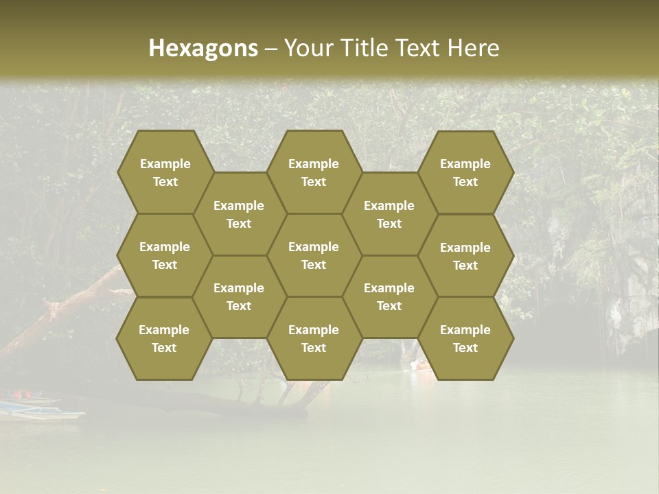 A Group Of Boats Floating On Top Of A River PowerPoint Template