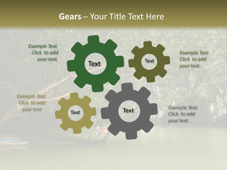 A Group Of Boats Floating On Top Of A River PowerPoint Template