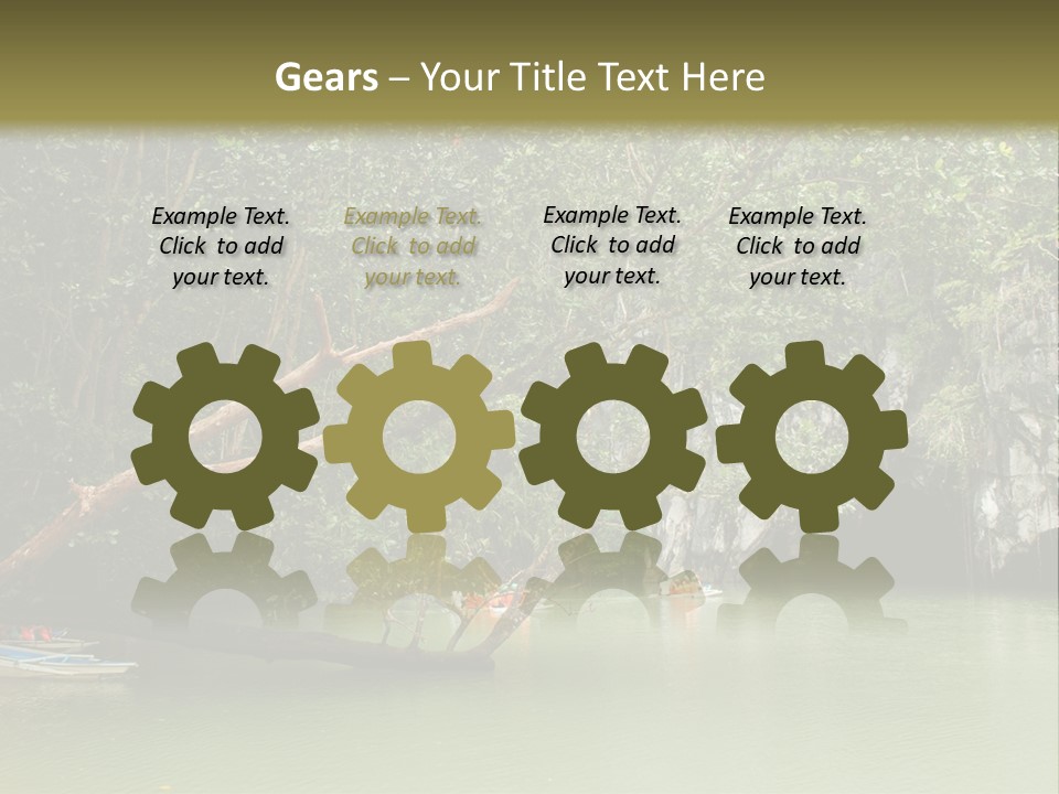 A Group Of Boats Floating On Top Of A River PowerPoint Template