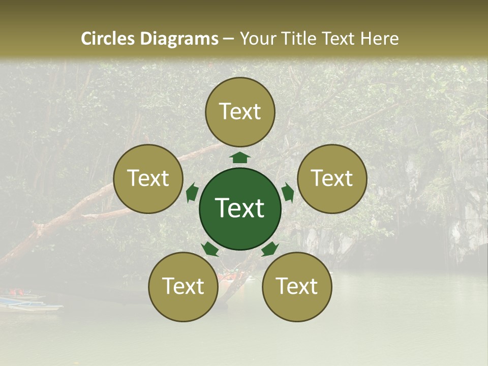 A Group Of Boats Floating On Top Of A River PowerPoint Template