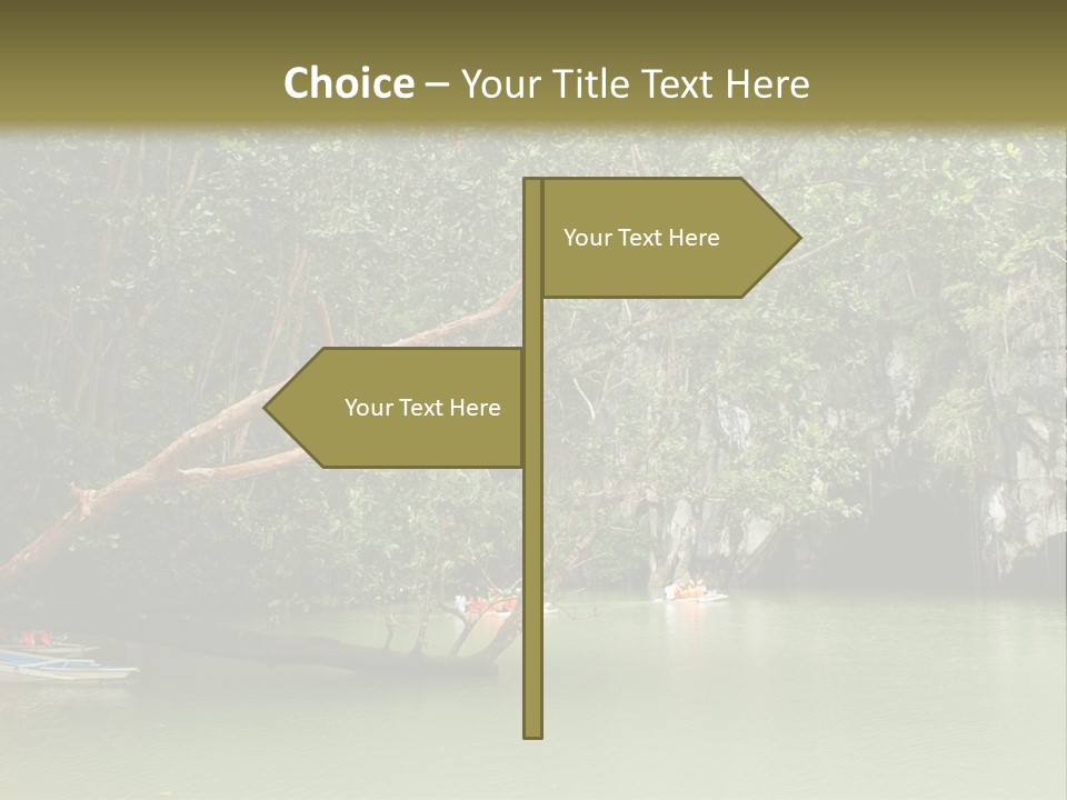 A Group Of Boats Floating On Top Of A River PowerPoint Template