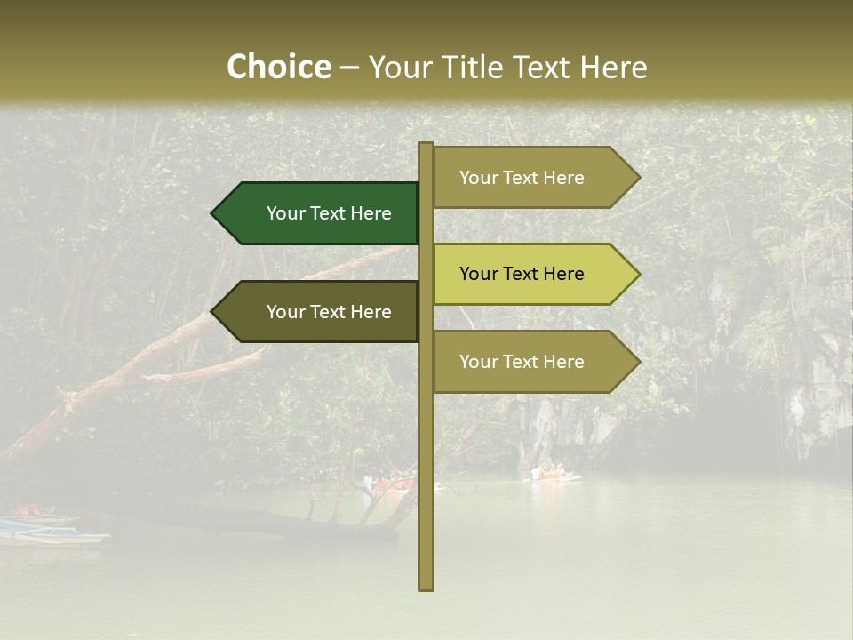 A Group Of Boats Floating On Top Of A River PowerPoint Template