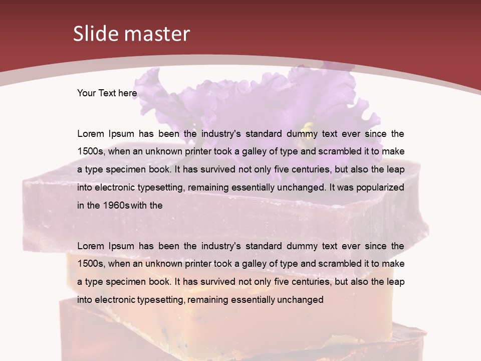 Three Soap Bars With A Purple Flower On Top Of Them PowerPoint Template