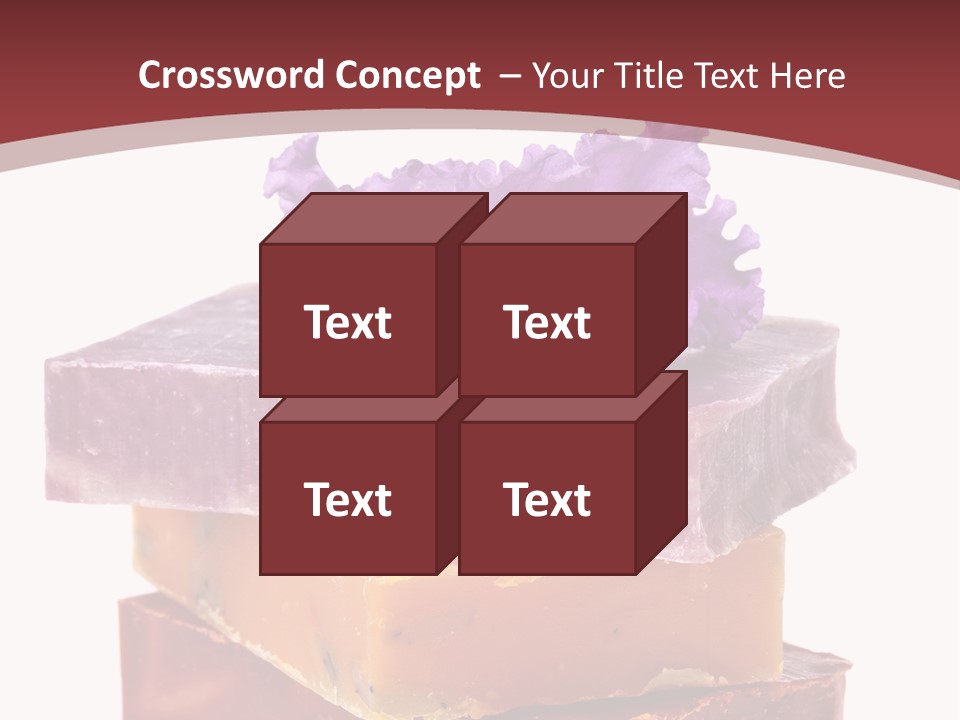Three Soap Bars With A Purple Flower On Top Of Them PowerPoint Template