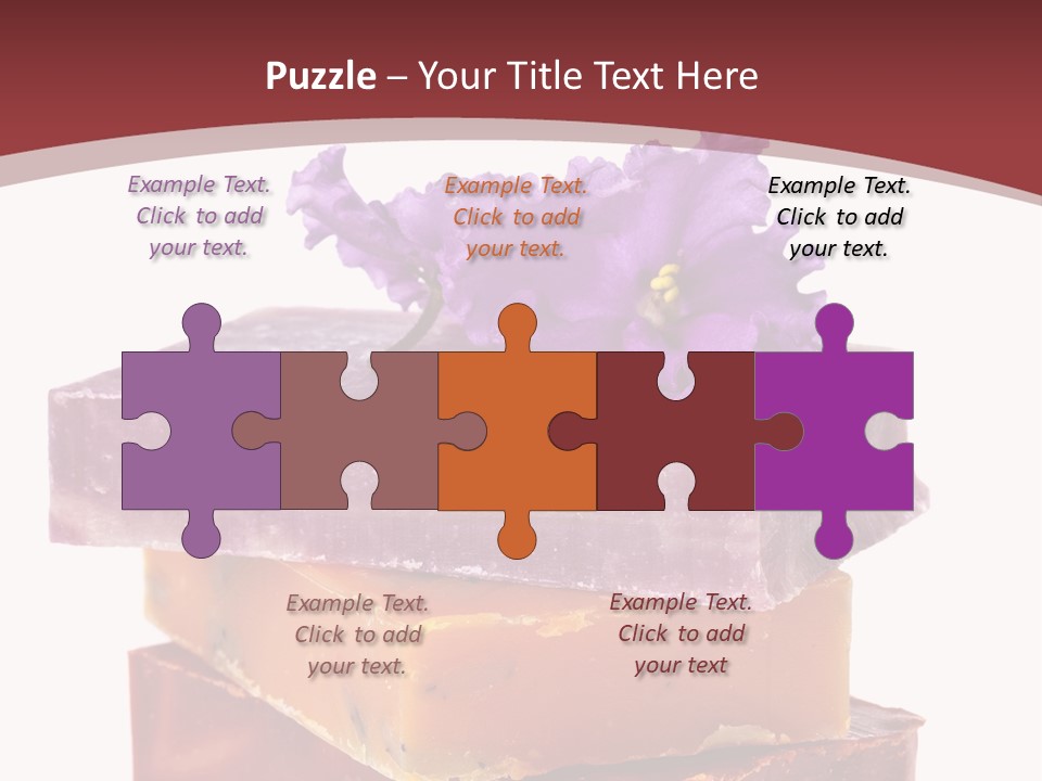 Three Soap Bars With A Purple Flower On Top Of Them PowerPoint Template