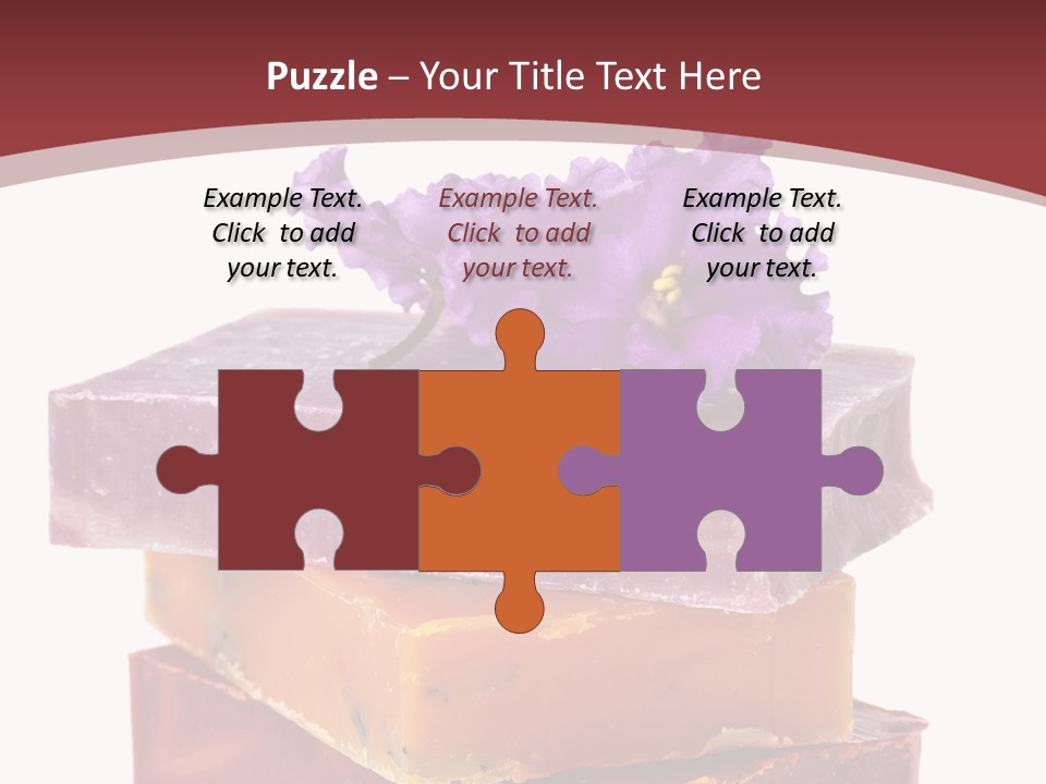 Three Soap Bars With A Purple Flower On Top Of Them PowerPoint Template