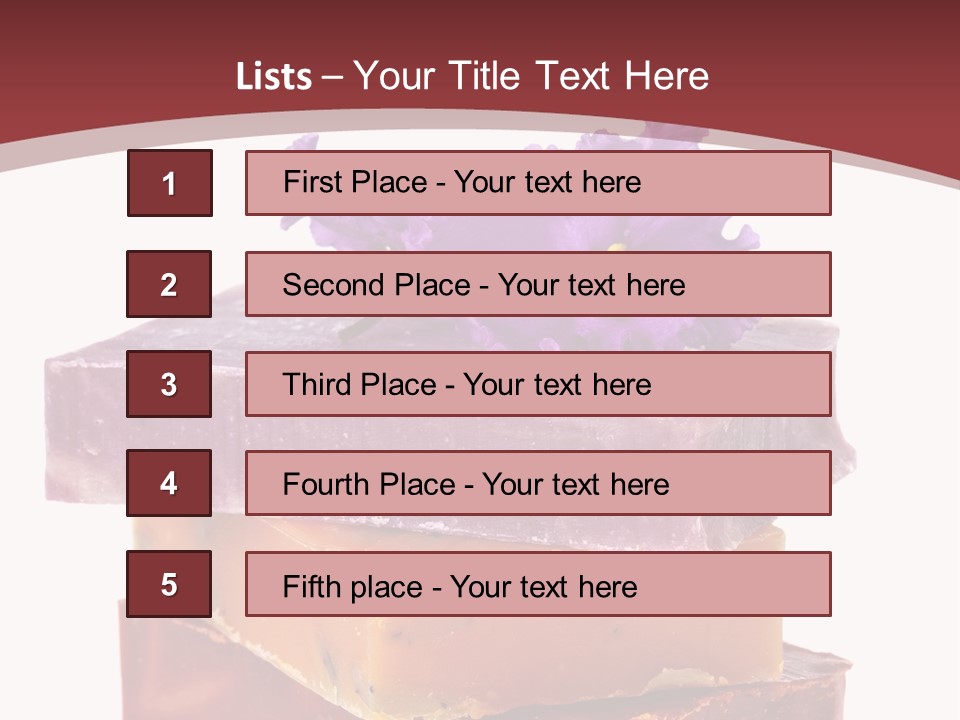 Three Soap Bars With A Purple Flower On Top Of Them PowerPoint Template