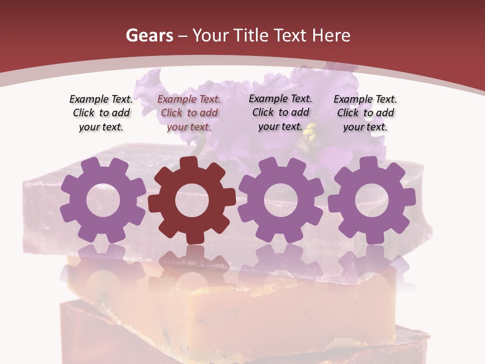 Three Soap Bars With A Purple Flower On Top Of Them PowerPoint Template