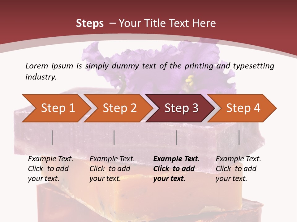 Three Soap Bars With A Purple Flower On Top Of Them PowerPoint Template