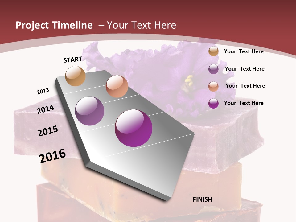 Three Soap Bars With A Purple Flower On Top Of Them PowerPoint Template