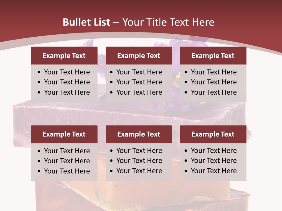 Three Soap Bars With A Purple Flower On Top Of Them PowerPoint Template