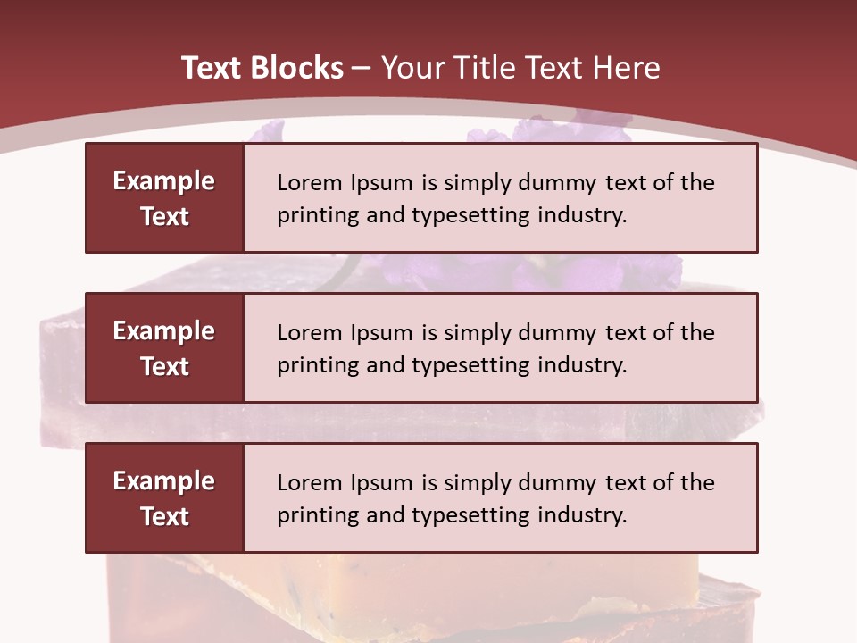 Three Soap Bars With A Purple Flower On Top Of Them PowerPoint Template