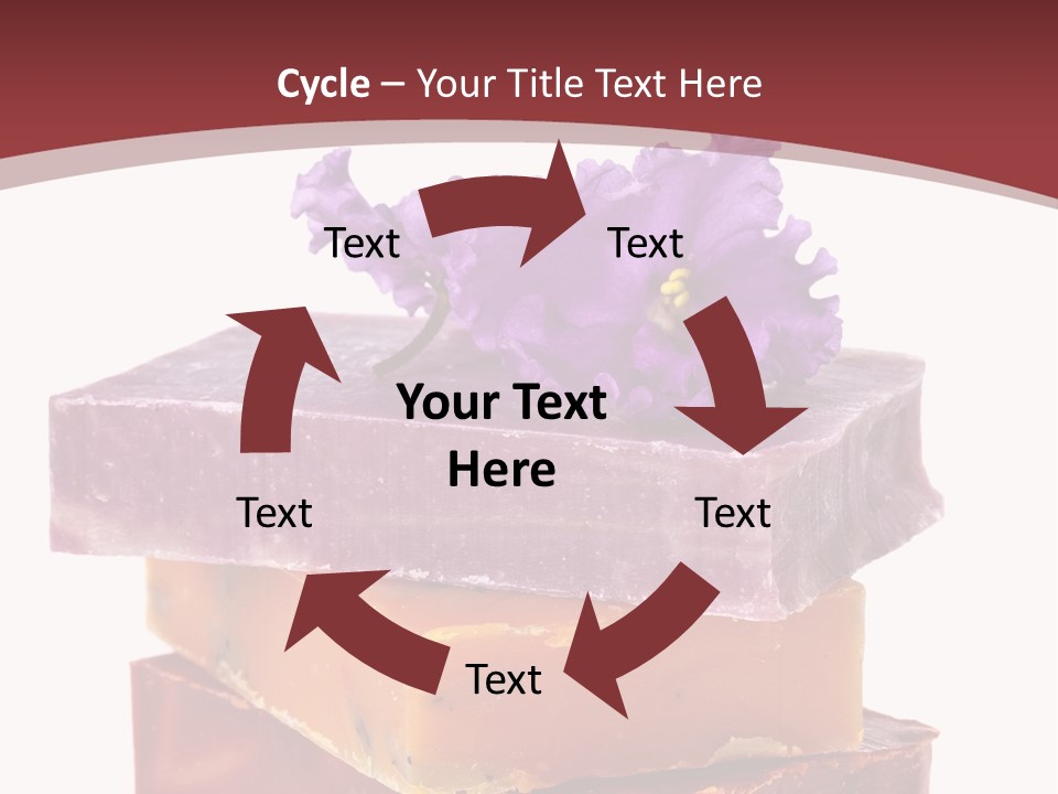 Three Soap Bars With A Purple Flower On Top Of Them PowerPoint Template