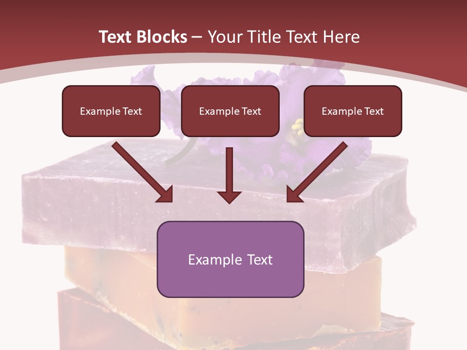 Three Soap Bars With A Purple Flower On Top Of Them PowerPoint Template