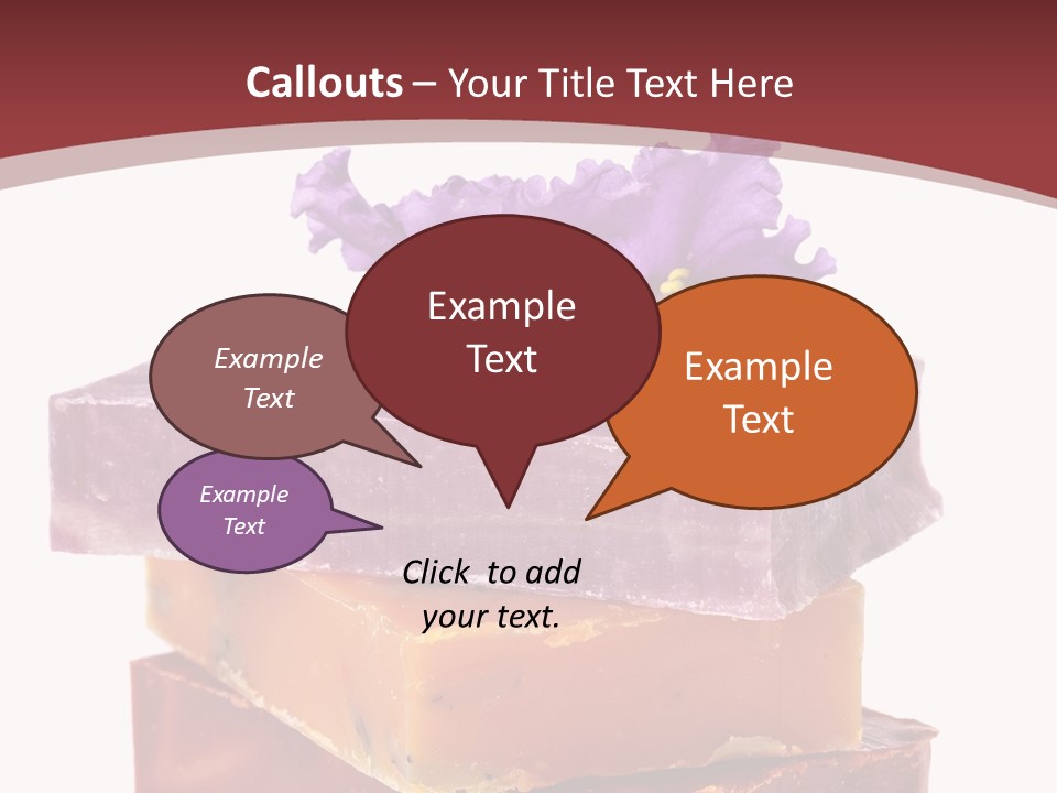 Three Soap Bars With A Purple Flower On Top Of Them PowerPoint Template