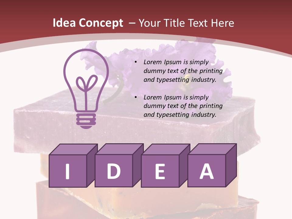 Three Soap Bars With A Purple Flower On Top Of Them PowerPoint Template