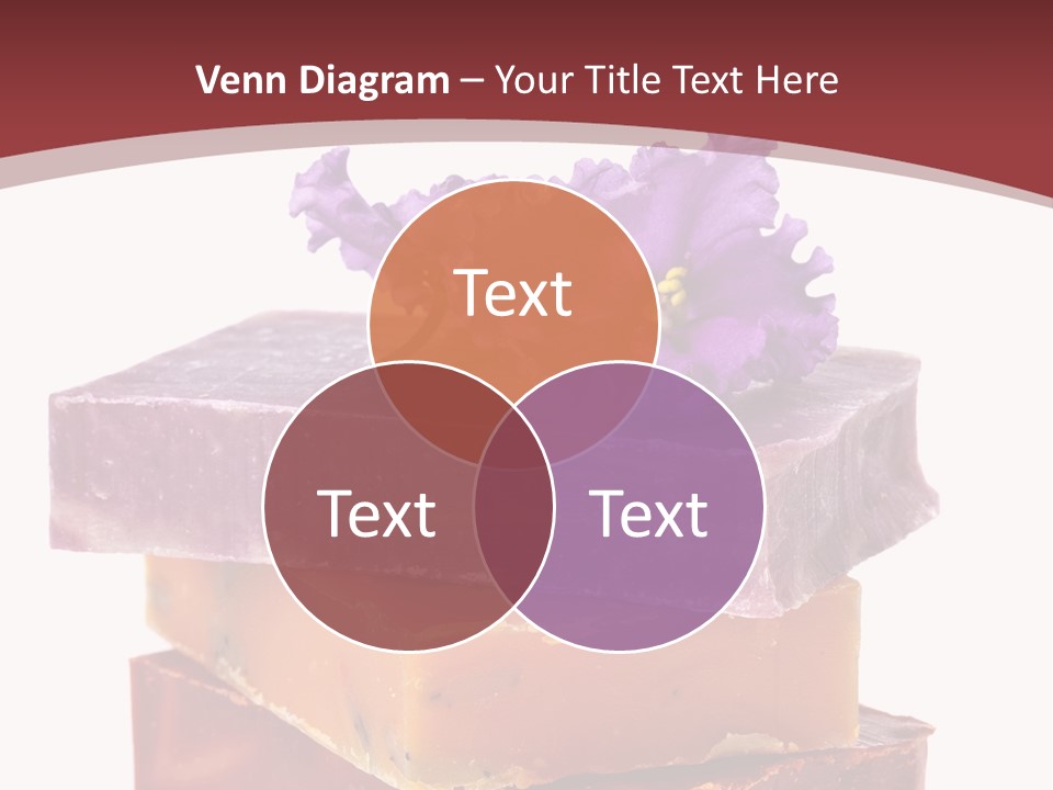 Three Soap Bars With A Purple Flower On Top Of Them PowerPoint Template