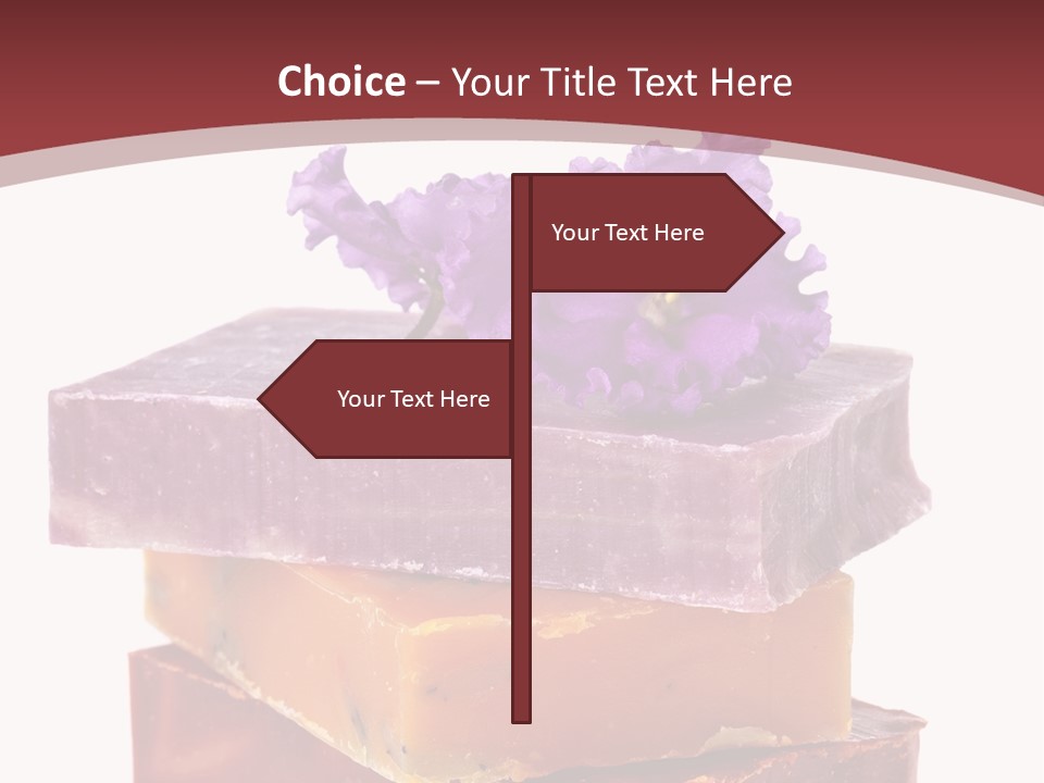Three Soap Bars With A Purple Flower On Top Of Them PowerPoint Template
