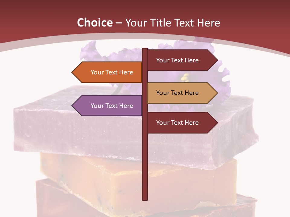 Three Soap Bars With A Purple Flower On Top Of Them PowerPoint Template