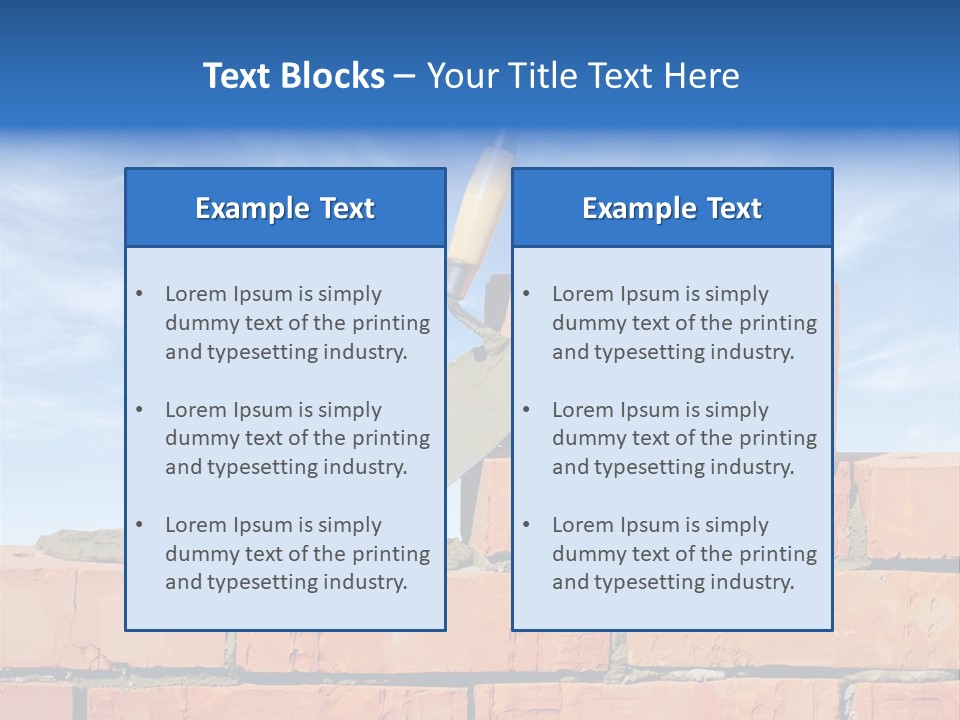 A Brick Wall With A Shovel On Top Of It PowerPoint Template