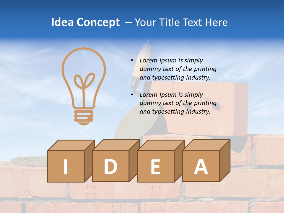 A Brick Wall With A Shovel On Top Of It PowerPoint Template