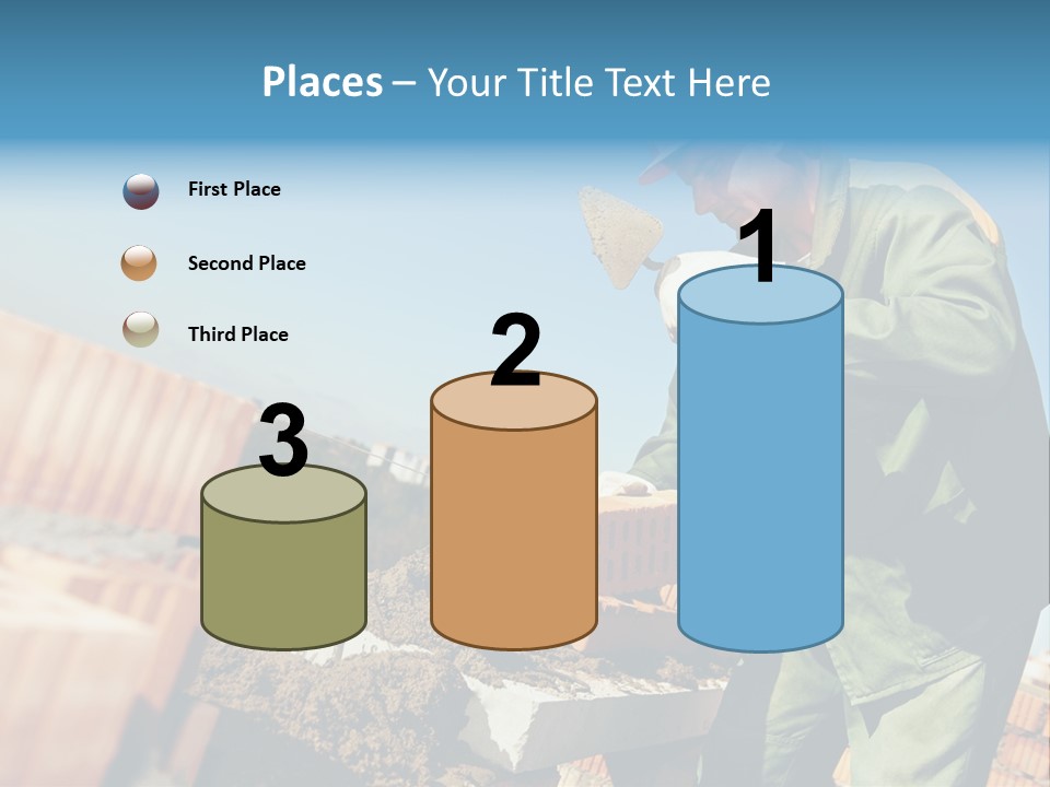 A Man In A Hard Hat And Overalls Working On Bricks PowerPoint Template