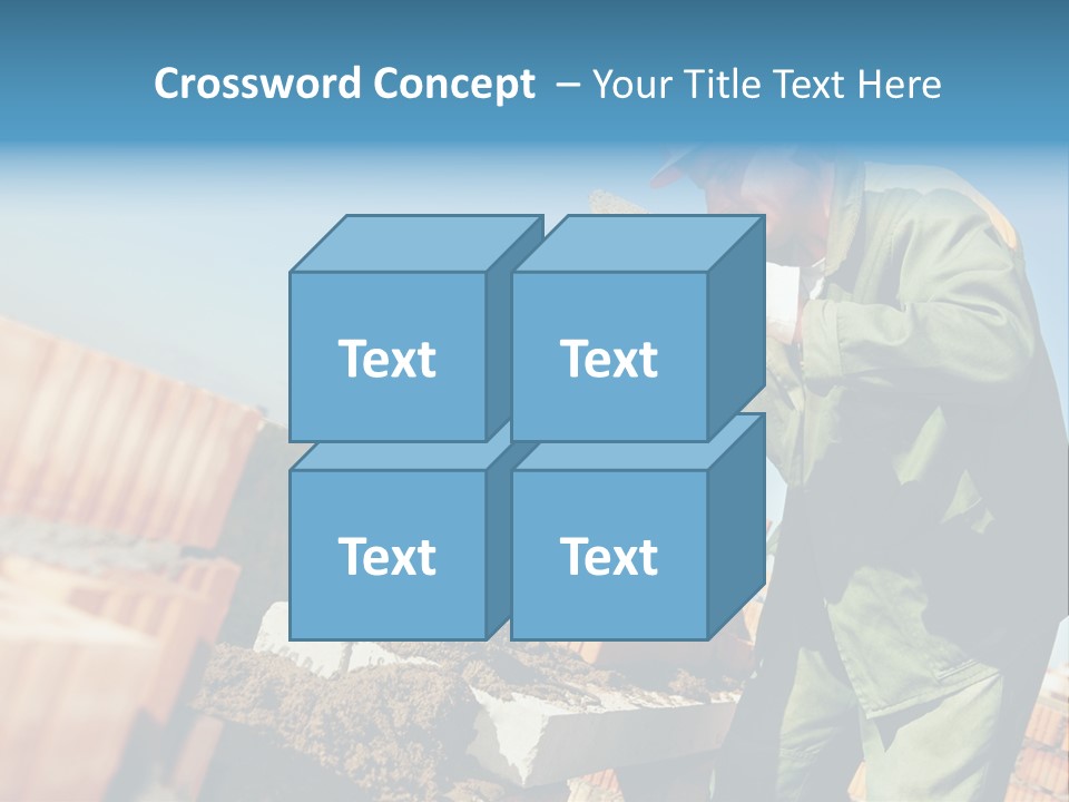A Man In A Hard Hat And Overalls Working On Bricks PowerPoint Template