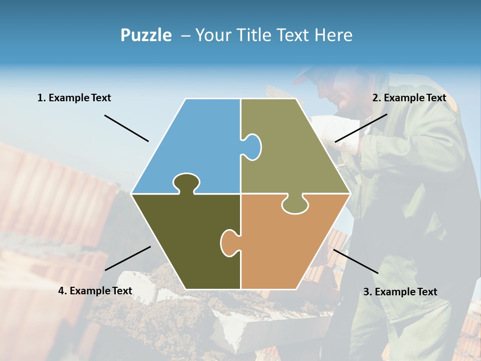 A Man In A Hard Hat And Overalls Working On Bricks PowerPoint Template