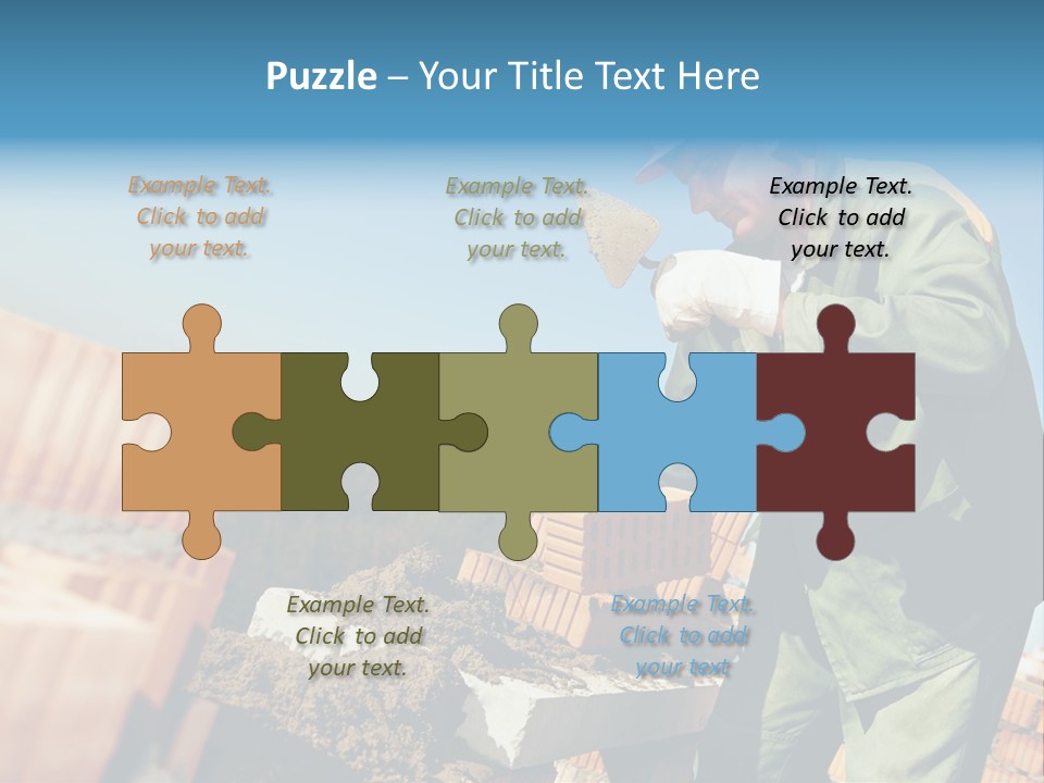 A Man In A Hard Hat And Overalls Working On Bricks PowerPoint Template