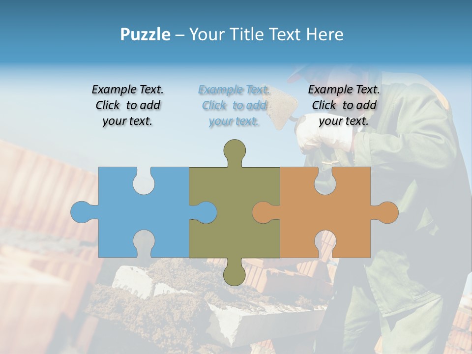 A Man In A Hard Hat And Overalls Working On Bricks PowerPoint Template