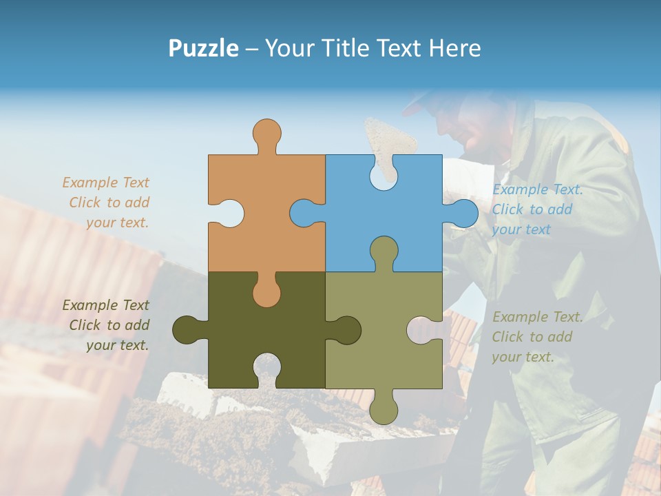 A Man In A Hard Hat And Overalls Working On Bricks PowerPoint Template