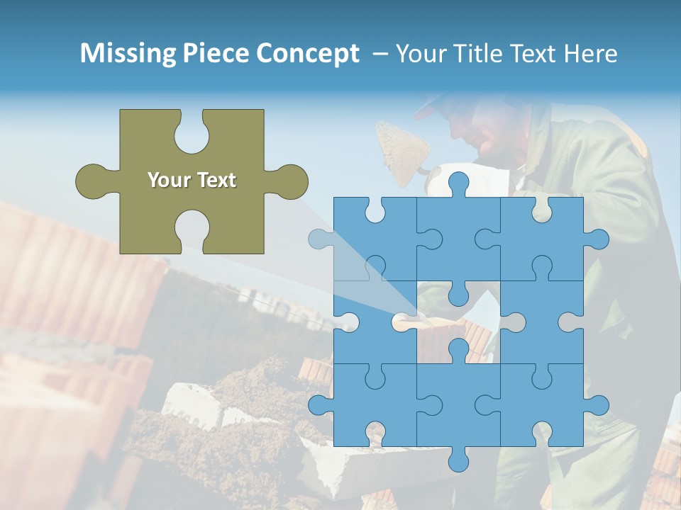 A Man In A Hard Hat And Overalls Working On Bricks PowerPoint Template