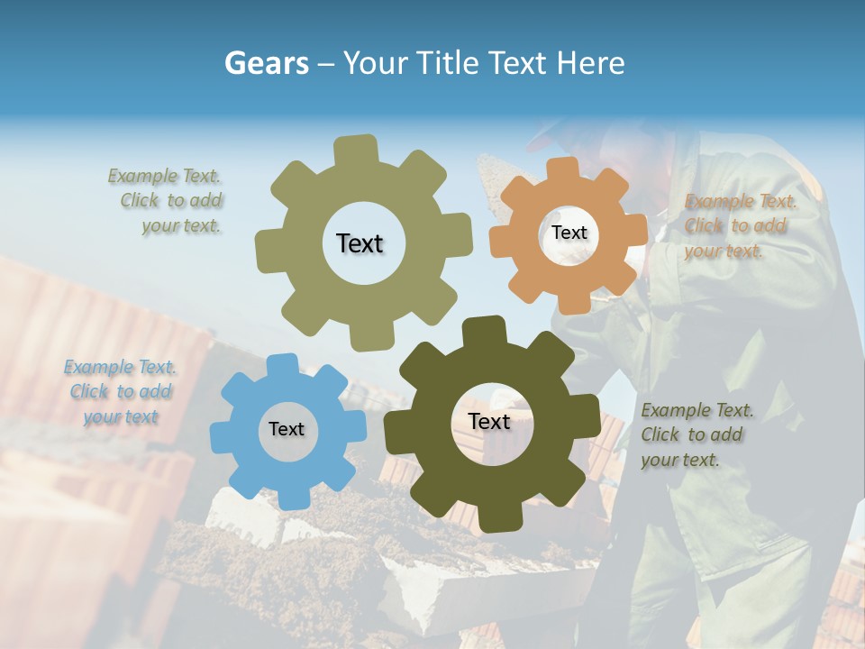 A Man In A Hard Hat And Overalls Working On Bricks PowerPoint Template