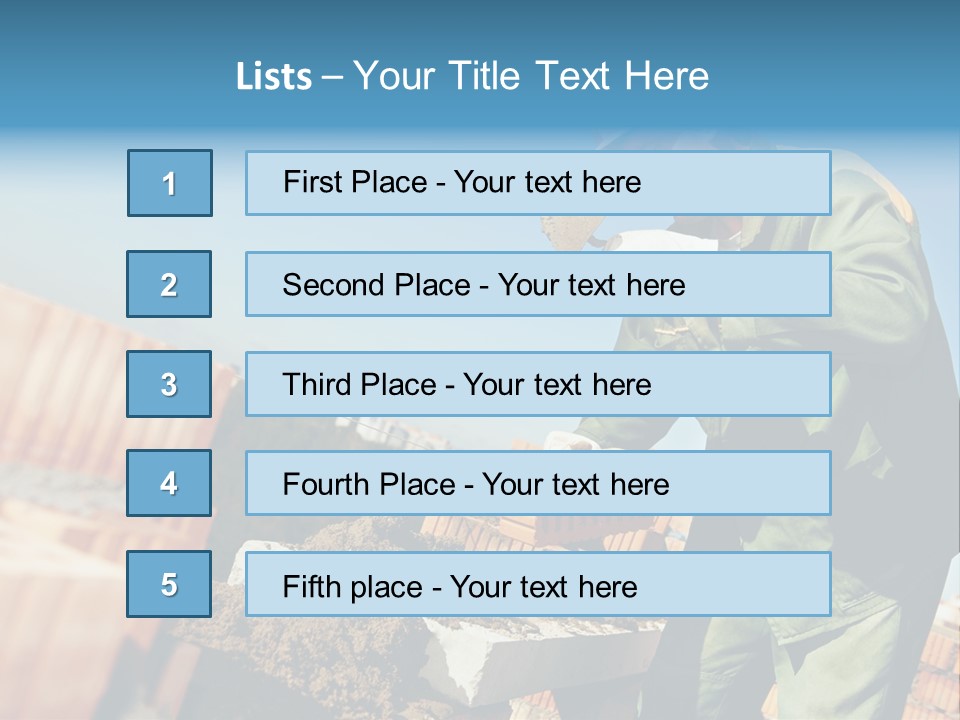 A Man In A Hard Hat And Overalls Working On Bricks PowerPoint Template