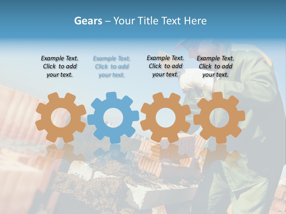 A Man In A Hard Hat And Overalls Working On Bricks PowerPoint Template