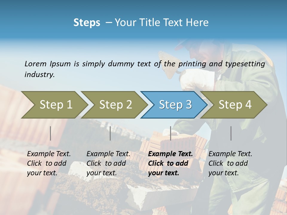 A Man In A Hard Hat And Overalls Working On Bricks PowerPoint Template