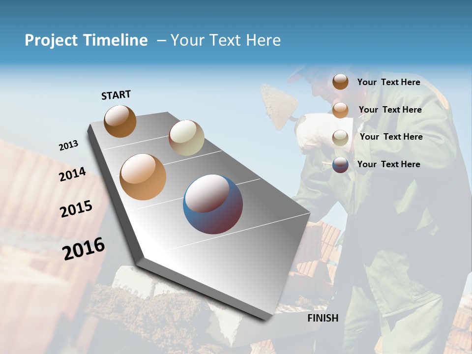 A Man In A Hard Hat And Overalls Working On Bricks PowerPoint Template