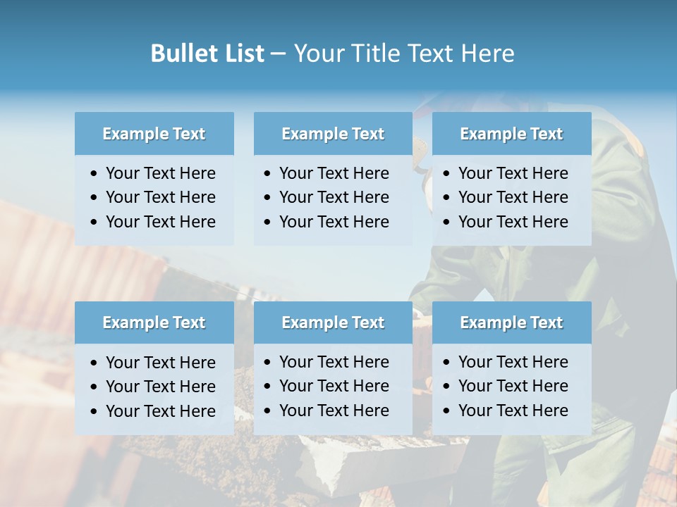 A Man In A Hard Hat And Overalls Working On Bricks PowerPoint Template