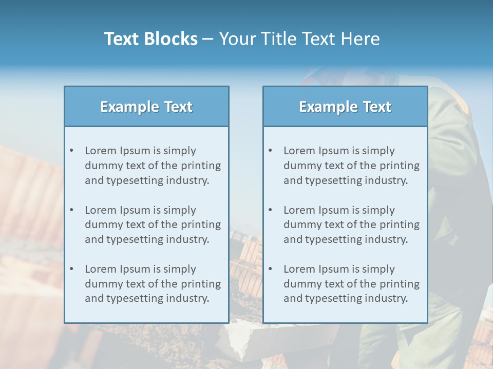 A Man In A Hard Hat And Overalls Working On Bricks PowerPoint Template