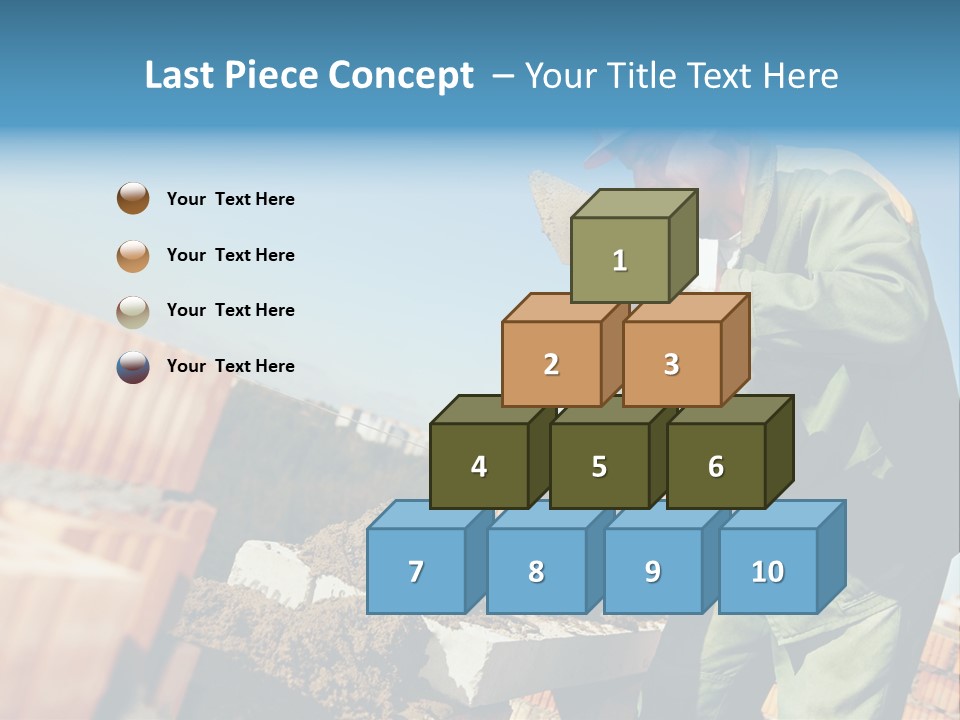 A Man In A Hard Hat And Overalls Working On Bricks PowerPoint Template